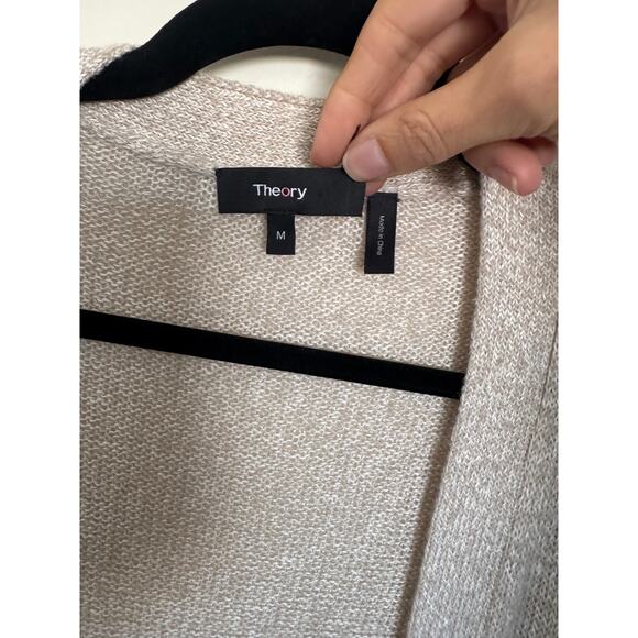 Theory Linen-Cashmere Open Long Cardigan Size Medium - Picture 5 of 6
